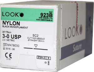 Nonabsorbable Suture Look® Nylon Monofilament Straight Conventional Cutting Needle - BeHope