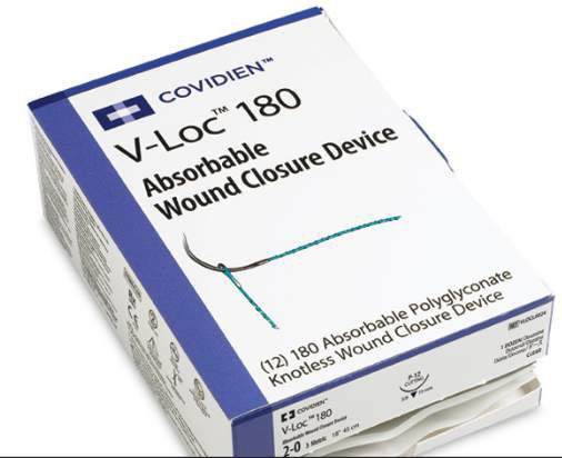 Absorbable Suture with Needle V-Loc™ 180 Polyglyconate P-12 3/8 Circle Precision Reverse Cutting Needle Size 3-0 Barbed Monofilament - BeHope