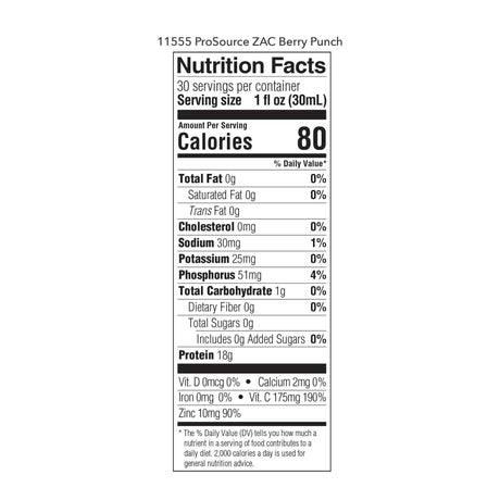 Oral Supplement ProSource ZAC™ Berry Punch Flavor Liquid 32 oz. Bottle - BeHope
