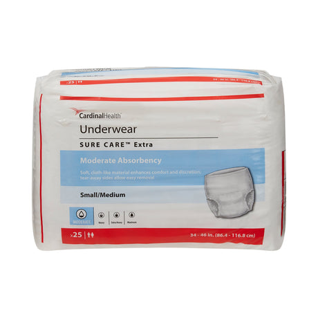 Unisex Adult Absorbent Underwear Sure Care Extra Pull On with Tear Away Seams Small / Medium Disposable Moderate Absorbency