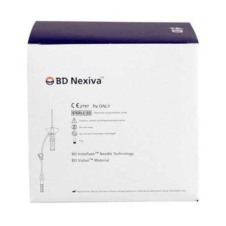 Closed IV Catheter Nexiva™ 22 Gauge 1 Inch Vialon Biomaterial Winged Hub Blood Control - BeHope