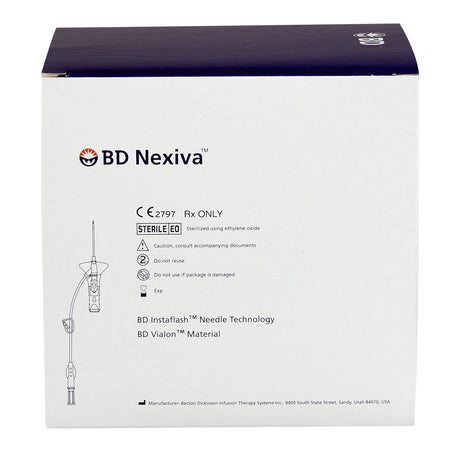 Closed IV Catheter Nexiva™ 20 Gauge 1 Inch Vialon Biomaterial Winged Hub Blood Control - BeHope