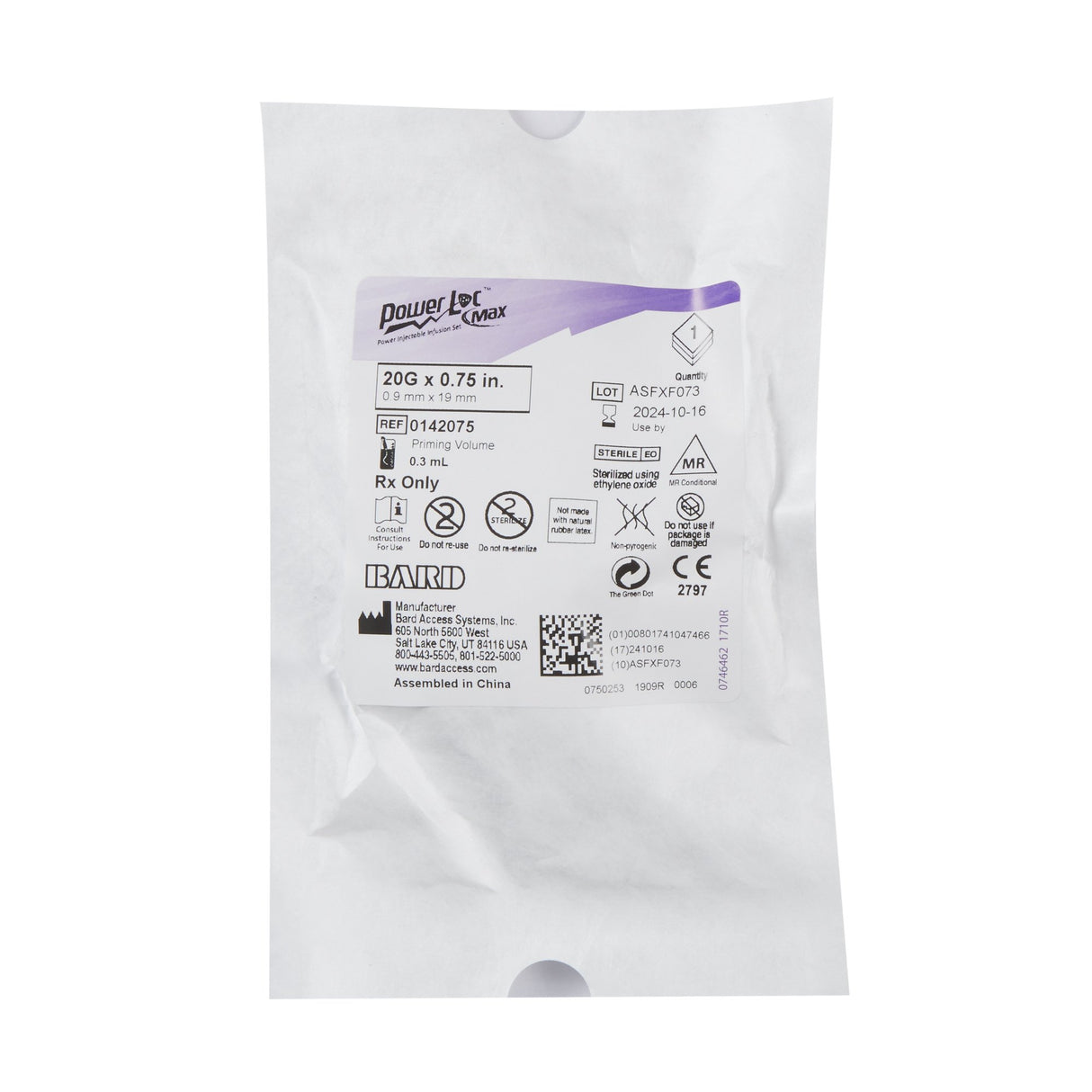 Huber Infusion Kits PowerLoc® Max 20 Gauge 3/4 Inch 8 Inch Tubing Without Port - BeHope