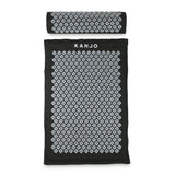 Kanjo Acupressure Mat Set Large Black / White Cotton-Linen Fabric / Memory Foam / Plastic Mat: 24 X 34 Inch / Pillow: 6 X 22 Inch - BeHope
