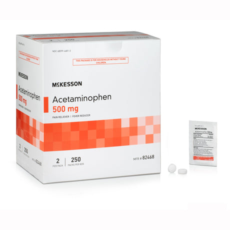 Pain Relief McKesson 500 mg Strength Acetaminophen Unit Dose Tablet 250 per Box - BeHope