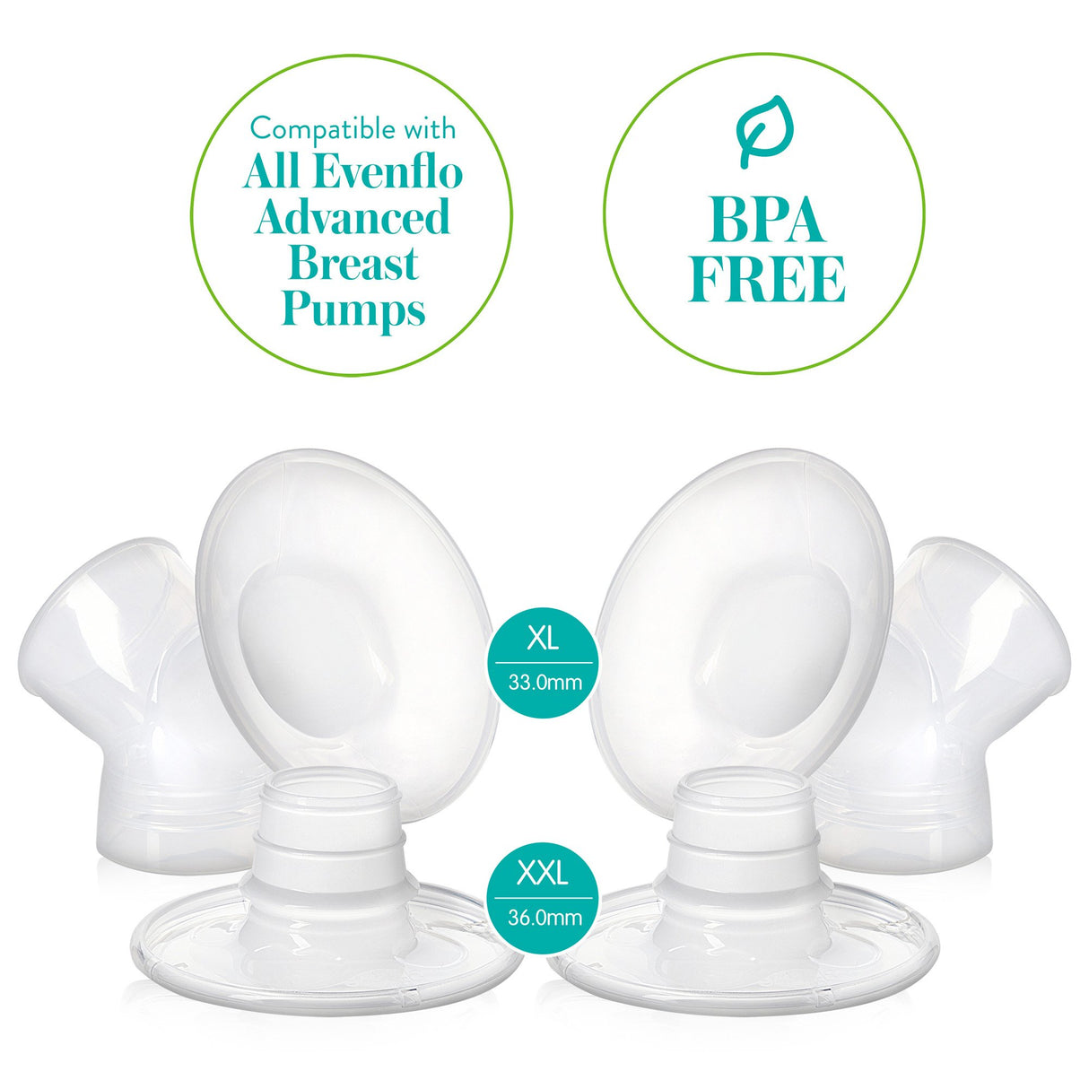 Flange System Evenflo AdvancedFit™ For Evenflo Advanced Double Electric Breast Pump - BeHope