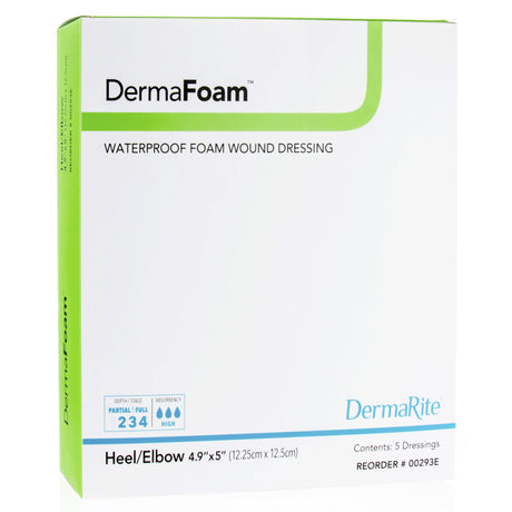 Foam Dressing DermaFoamÂ® 4.9 X 5 Inch Without Border Waterproof Backing Nonadhesive Elbow / Heel Sterile - BeHope