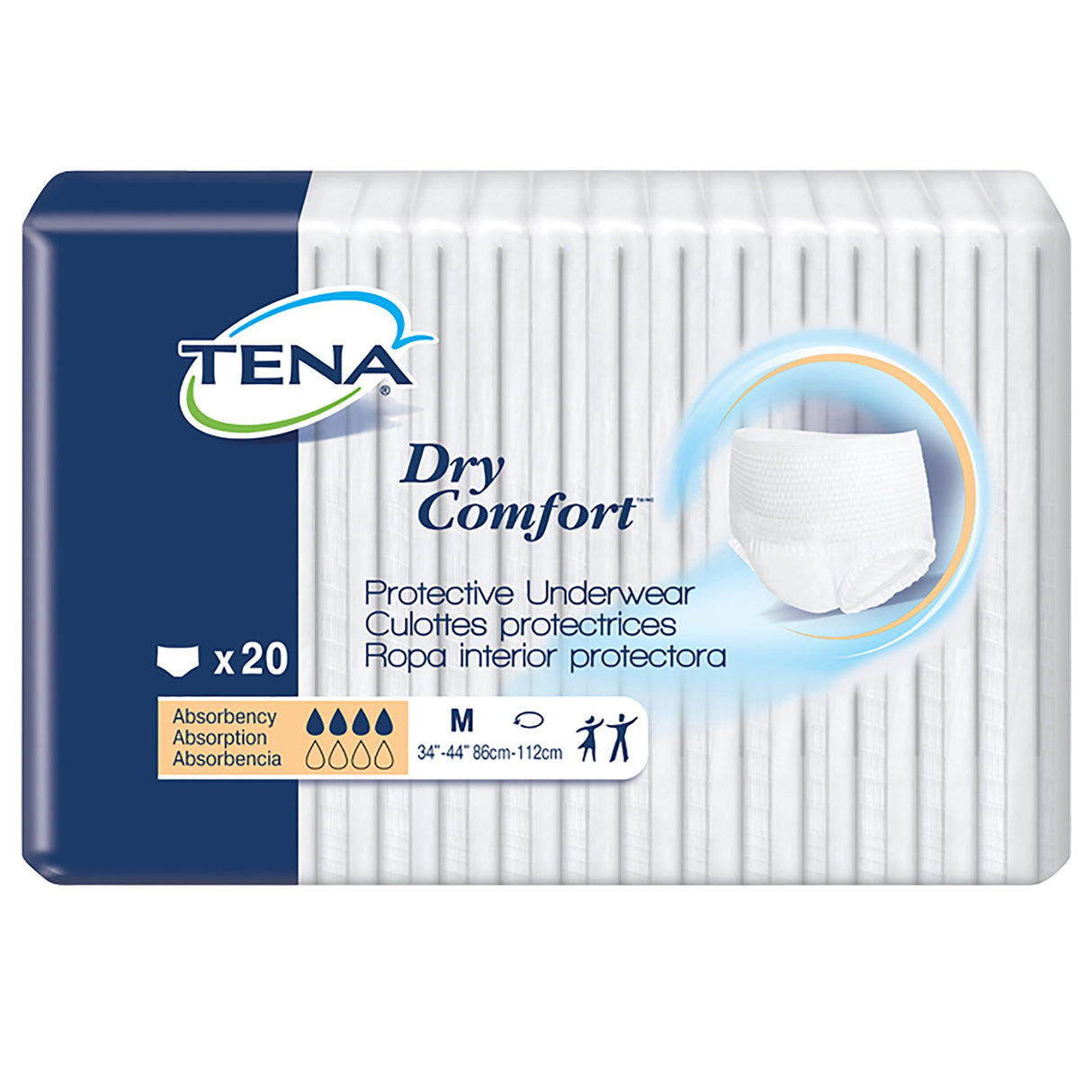 Unisex Adult Absorbent Underwear TENA Dry Comfort Pull On with Tear Away Seams Medium Disposable Moderate Absorbency