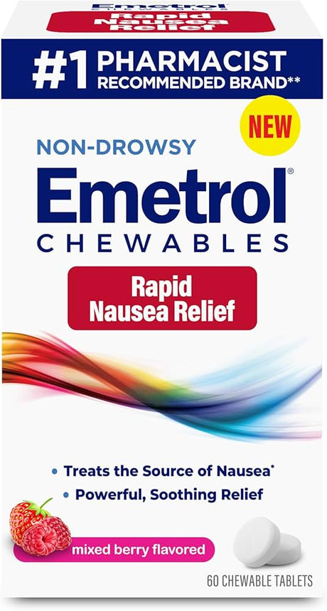 Nausea Relief Emetrol® Chewable Tablets Non-Drowsy Mixed Berry - BeHope