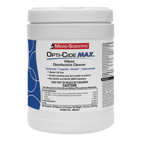 Surface Disinfectant Cleaner Opti-Cide® Max Premoistened Alcohol Based Manual Pull Wipe 160 Count Canister Alcohol Scent NonSterile - BeHope