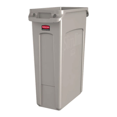 Trash Can Rubbermaid Slim Jim 92 Quart / 23 gal. Beige LLDPE Rectangular