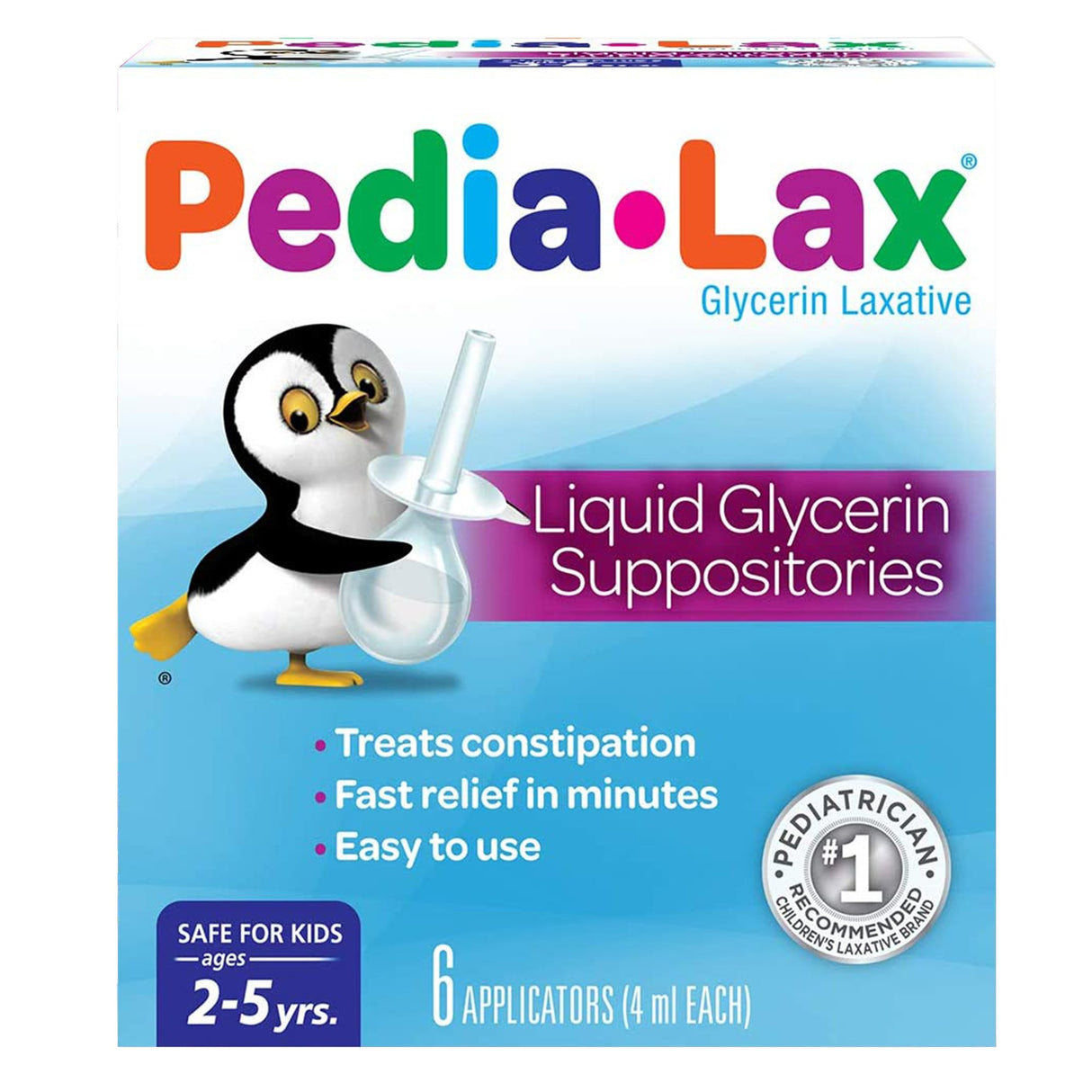 Laxative Pedia-Lax® Suppository 6 per Box 2.8 Gram Strength Glycerin - BeHope