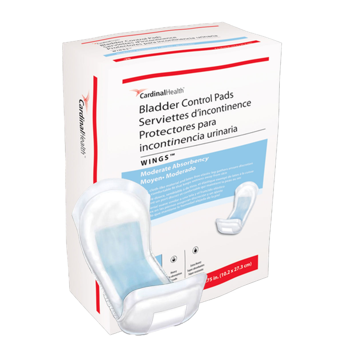 Bladder Control Pad Wings™ 4 X 10-3/4 Inch Moderate Absorbency Polymer Core One Size Fits Most - BeHope