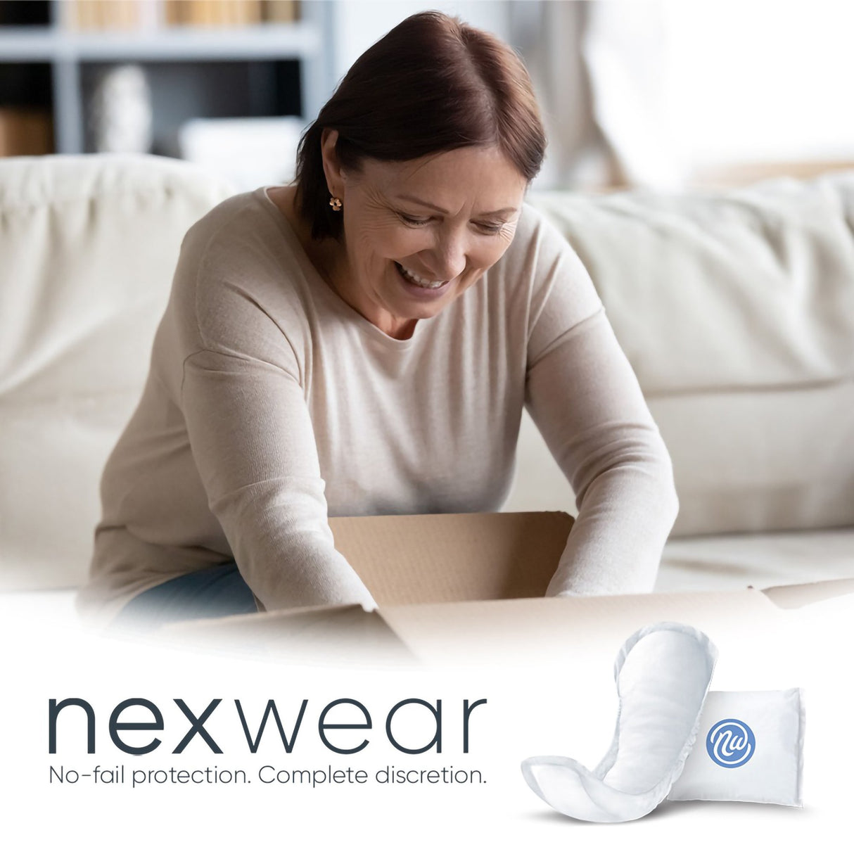 Bladder Control Pad Nexwear Moderate 10 Inch Length Moderate Absorbency Super Absorbent Core One Size Fits Most - BeHope
