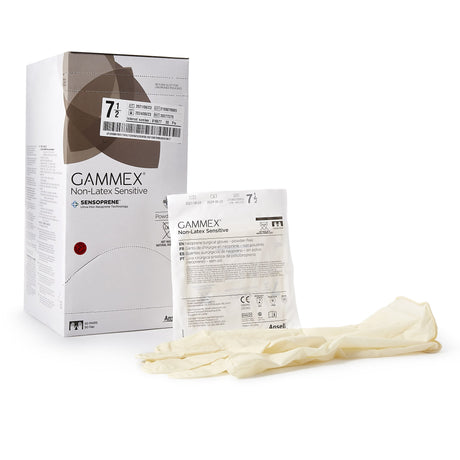 Surgical Glove GAMMEX® Non-Latex Sensitive Size 7.5 Sterile Polychloroprene Standard Cuff Length Micro-Textured Cream Chemo Tested - BeHope