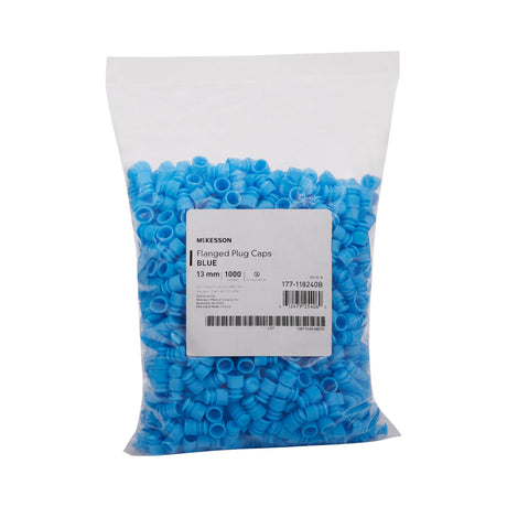 McKesson Tube Closure Polyethylene Flanged Plug Cap Blue 13 mm For Use with 13 mm Blood Drawing Tubes, Glass Test Tubes, Plastic Culture Tubes NonSterile - BeHope
