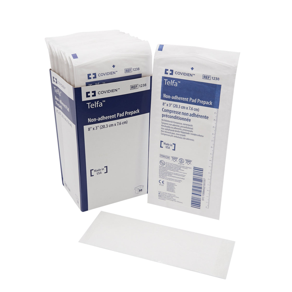 Non-Adherent Dressing Telfa™ Ouchless 3 X 8 Inch Sterile 50 per Pack - BeHope