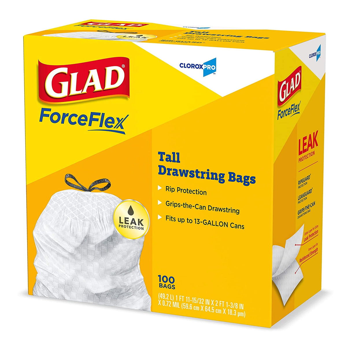 Trash Bag CloroxPro® Glad® ForceFlex Tall Kitchen 13 gal. 0.95 mil 24 X 28 Inch Gray Tall Kitchen Flat Pack - BeHope