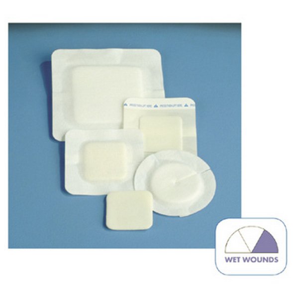 Foam Dressing Polydermâ„¢ Border 4 Inch Diameter With Border Without Film Backing Nonadhesive Fenestrated Round Sterile - BeHope