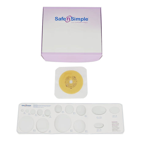 Ostomy Barrier Trim to Fit, Standard Wear Flexible Tape 57 mm Flange Red Code System Up to 1-3/4 Inch Opening 5 X 5 Inch - BeHope