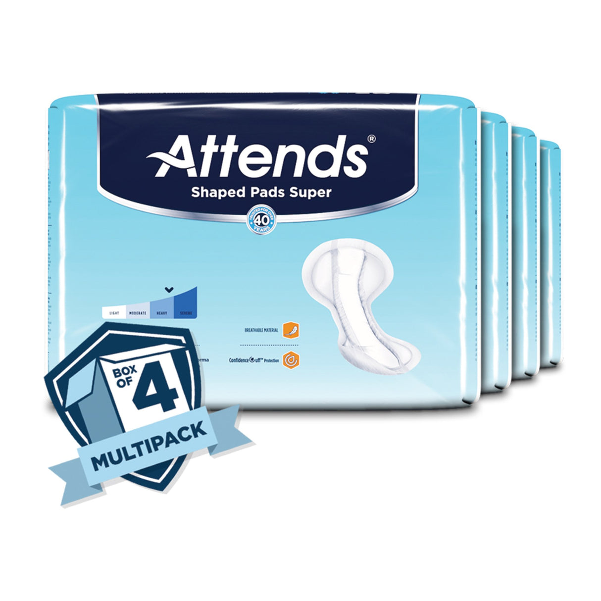 Bladder Control Pad Attends® Shaped Pads Super 13 X 27.2 Inch Heavy Absorbency Polymer Core One Size Fits Most - BeHope