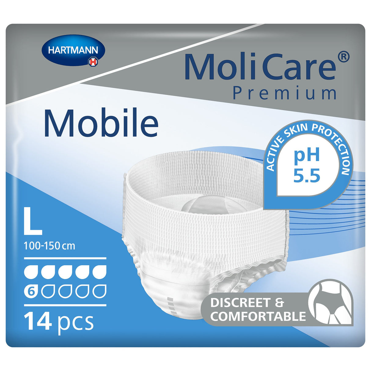 Unisex Adult Absorbent Underwear MoliCare Premium Mobile 6D Pull On with Tear Away Seams Large Disposable Moderate Absorbency