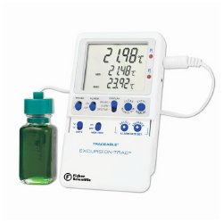 Datalogging Refrigerator / Freezer Thermometer with Alarm Fisherbrand™ Traceable® Excursion-Trac™ Fahrenheit / Celsius -58° to +158°F (-50° to +70°C) Bottle Probe Multiple Mounting Options AC Adaptor / Battery Backup - BeHope