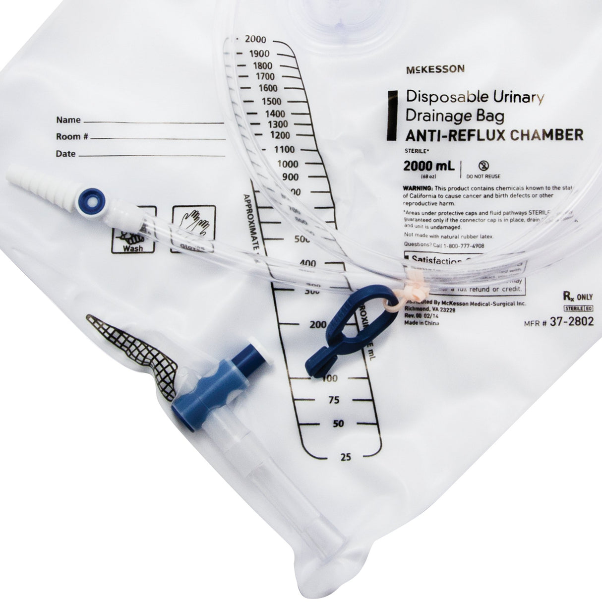 Urinary Drain Bag McKesson Anti-Reflux Valve Sterile 2,000 mL Vinyl - BeHope