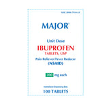 Pain Relief Major® 200 mg Strength Ibuprofen Unit Dose Tablet 100 per Box - BeHope
