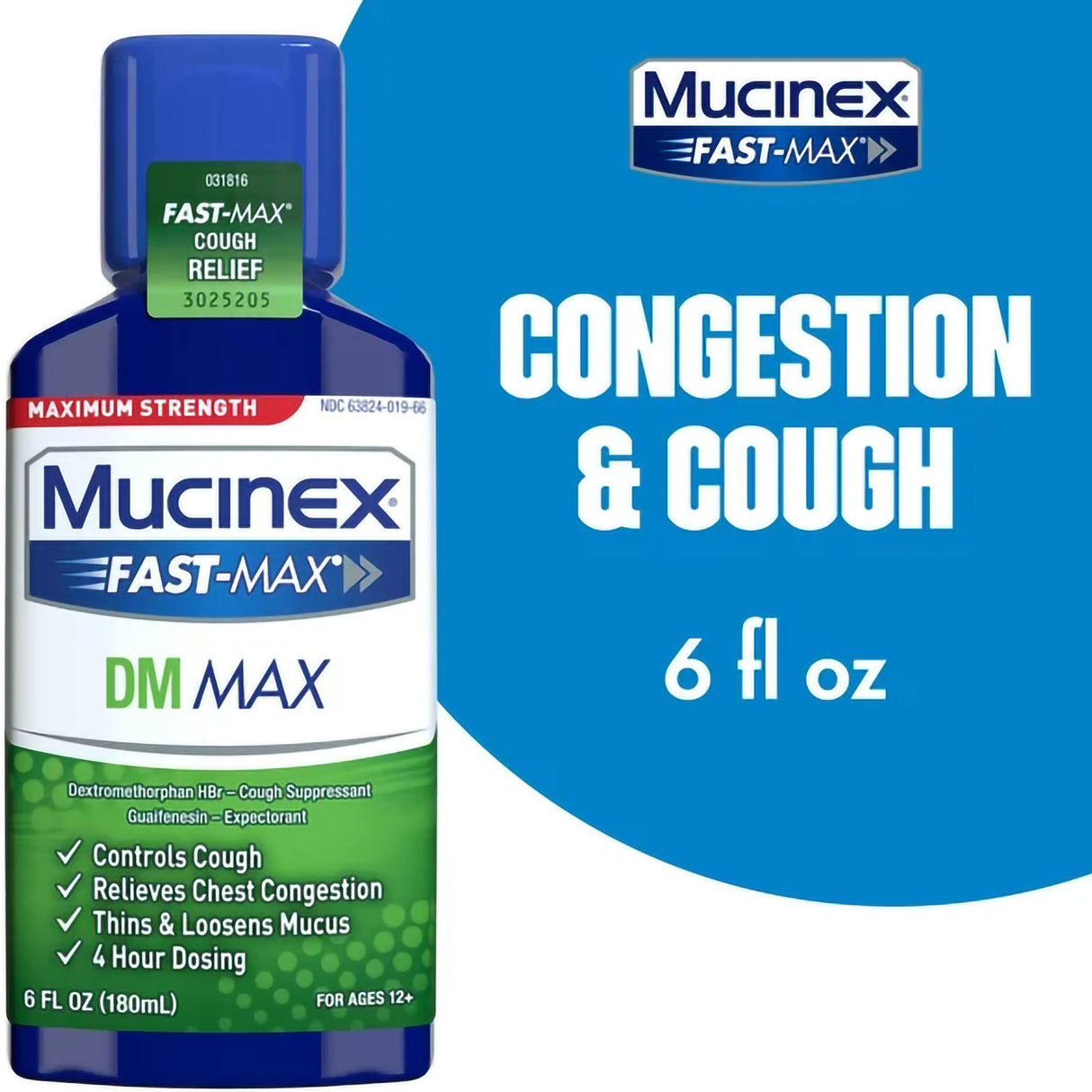 Cold and Cough Relief Mucinex® Fast-Max™ DM Max 400 mg - 20 mg / 20 mL Strength Liquid 6 oz. - BeHope