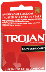 Condom Trojan® Non Lubricated One Size Fits Most 3 per Box - BeHope