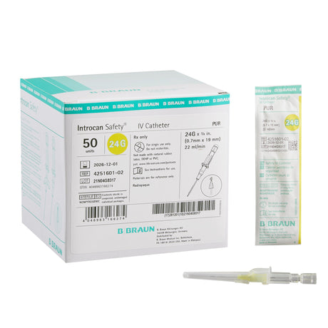 Peripheral Iv Catheter Introcan Safety® Polyurethane Non Blood Control Passive Safety Universal Bevel - BeHope