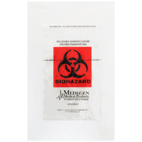 Specimen Transport Bag Mckesson With Document Pouch Adhesive Closure Biohazard Reclosable Seal - BeHope