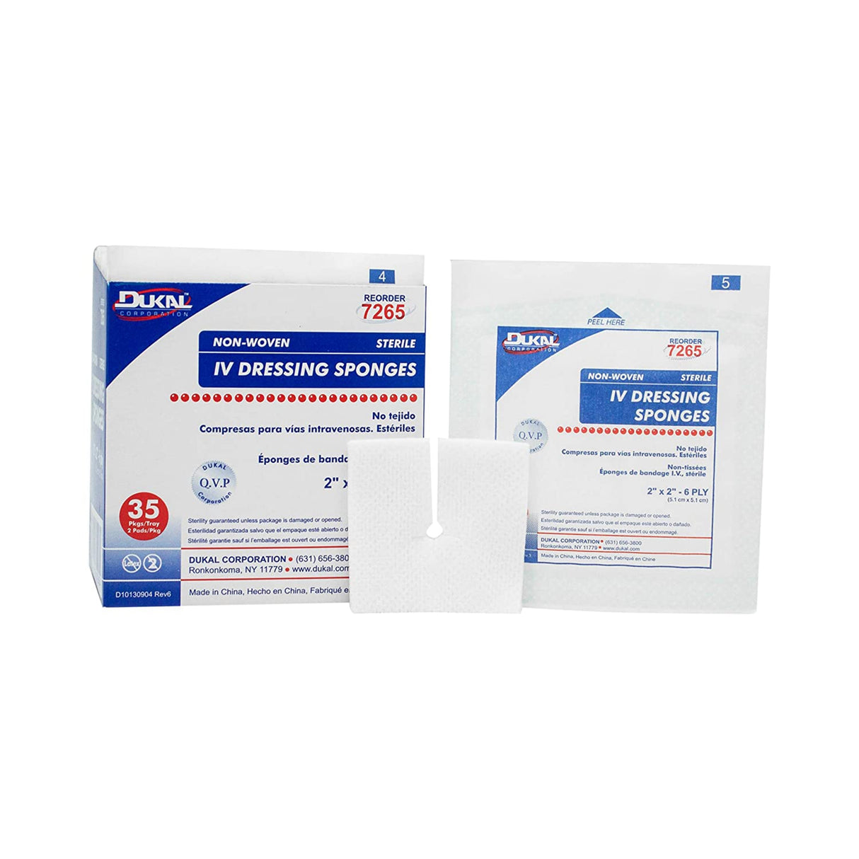 I.V. Sponge Dukal™ 2 X 2 Inch 6-Ply Sterile 2 per Pack - BeHope