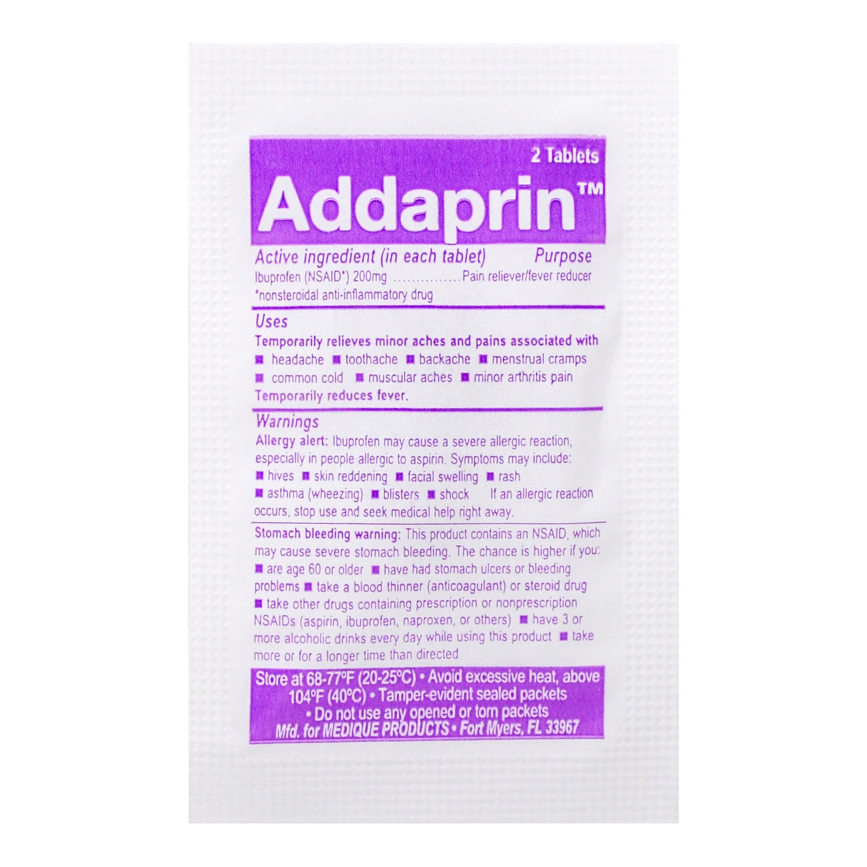 Pain Relief Addaprin™ 200 mg Strength Ibuprofen Tablet 250 per Box - BeHope