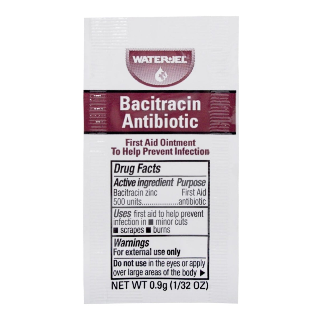 First Aid Antibiotic Bacitracin Zinc Water Jel® Ointment 0.9 Gram Individual Packet - BeHope
