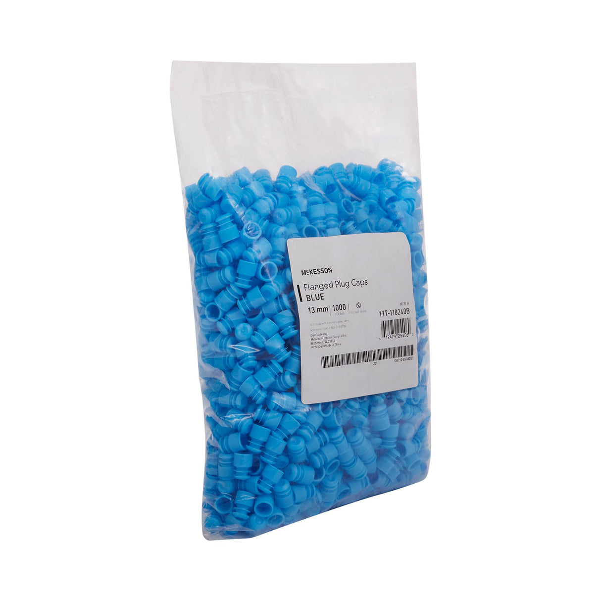 McKesson Tube Closure Polyethylene Flanged Plug Cap Blue 13 mm For Use with 13 mm Blood Drawing Tubes, Glass Test Tubes, Plastic Culture Tubes NonSterile - BeHope