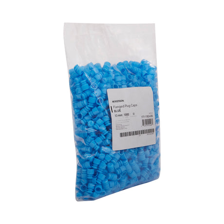 McKesson Tube Closure Polyethylene Flanged Plug Cap Blue 13 mm For Use with 13 mm Blood Drawing Tubes, Glass Test Tubes, Plastic Culture Tubes NonSterile - BeHope