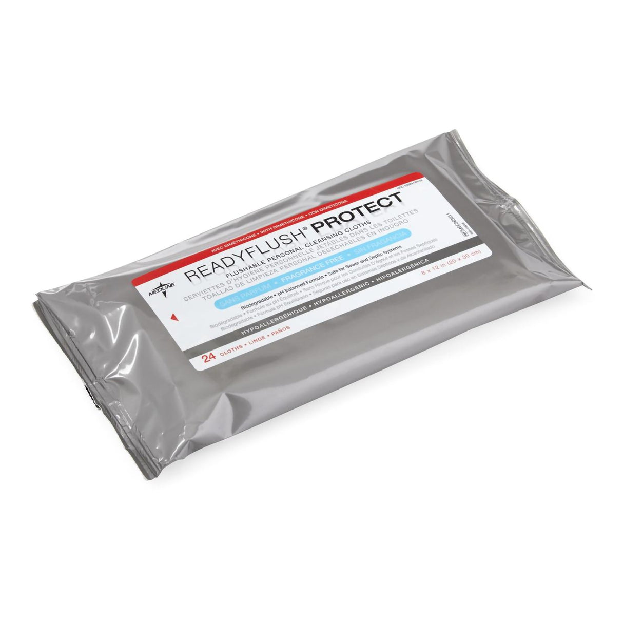 Flushable Incontinence Care Wipe ReadyFlush Protect Soft Pack Unscented 24 Count