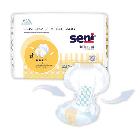 Incontinence Liner Seni® Shaped Day Pads 25 Inch Length Moderate Absorbency Super Absorbent Core One Size Fits Most - BeHope