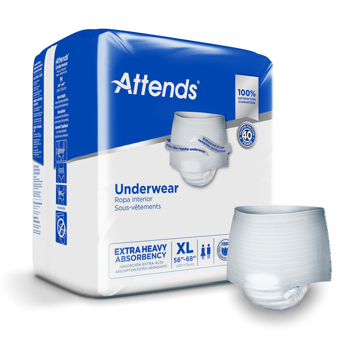 Absorbent Underwear Attends® Care Pull On with Tear Away Seams Adult X-Large Unisex Disposable Heavy Absorbency - BeHope