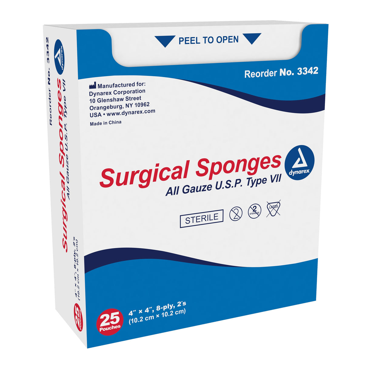 Gauze Sponge Dynarex® 4 X 4 Inch 8-Ply Sterile 2 per Pack - BeHope