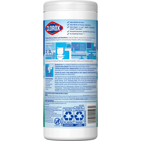 Surface Disinfectant Cleaner Clorox® Premoistened Bleach Free Manual Pull Wipe 35 Count Canister Fresh Scent NonSterile - BeHope