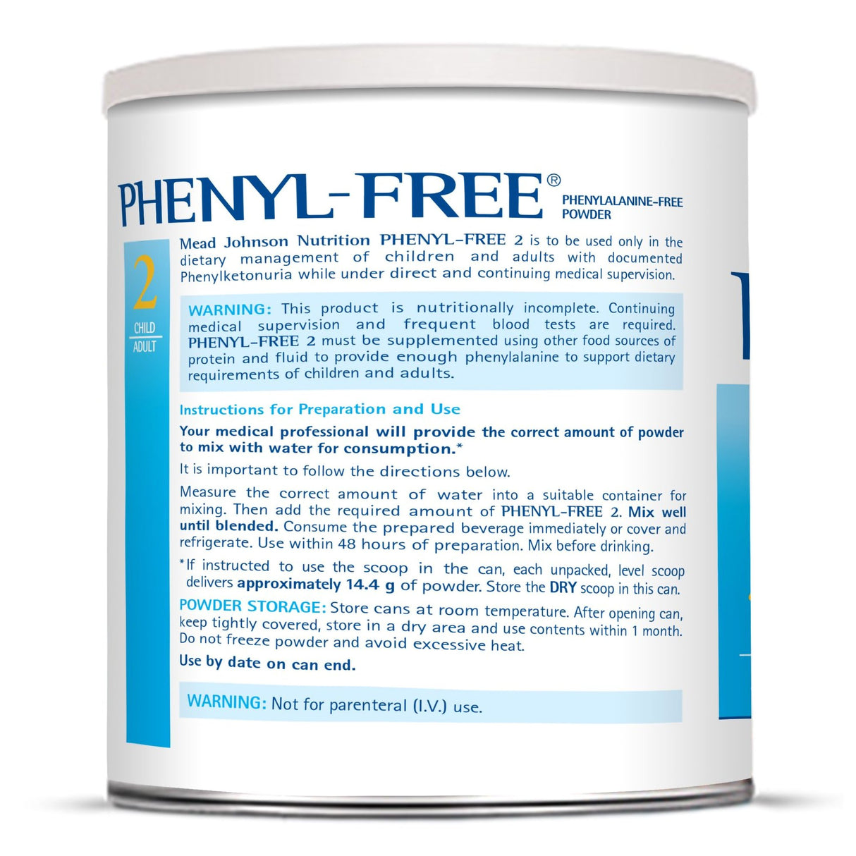 Oral Supplement Phenyl-Free® 2 Vanilla Flavor Powder 1 lb. Can - BeHope