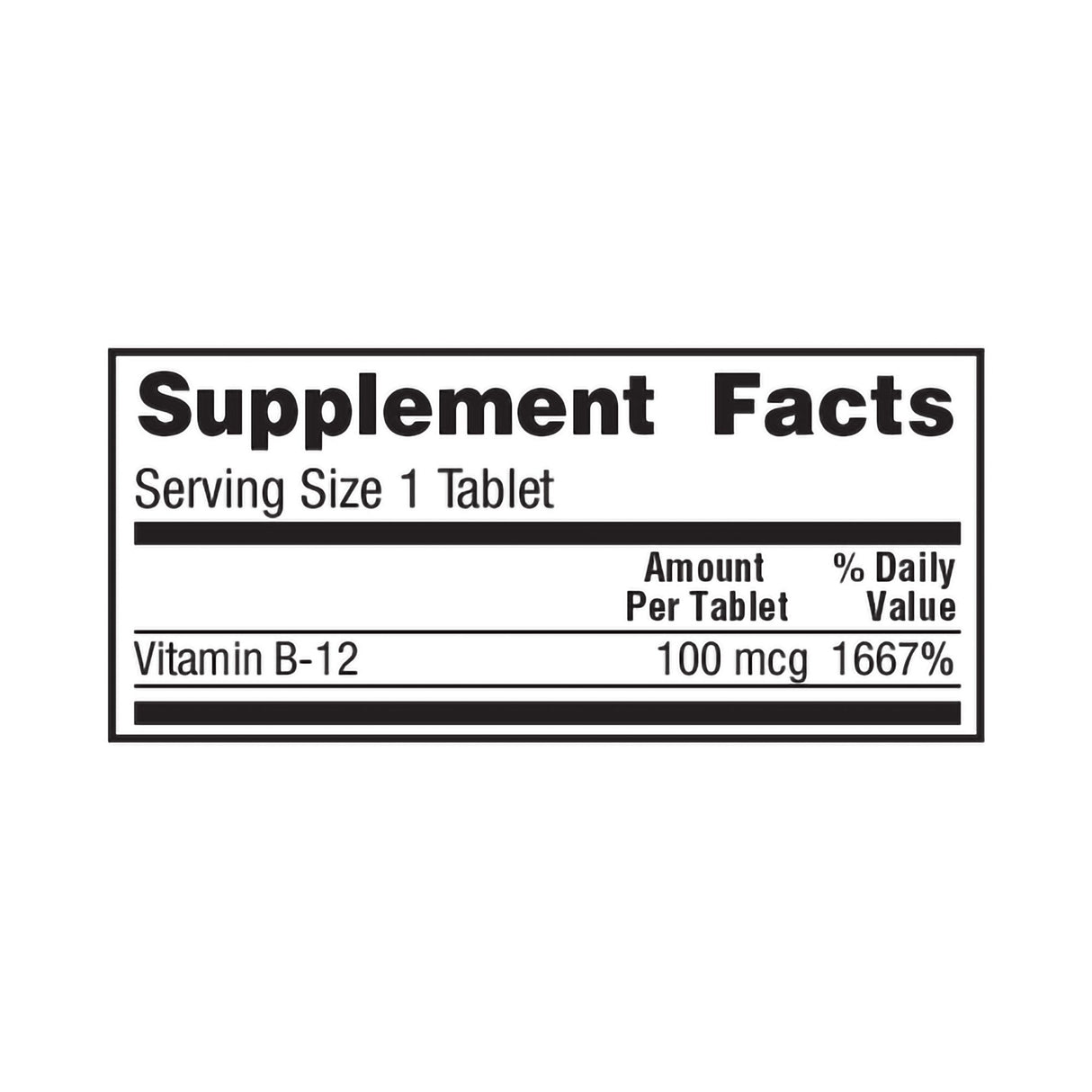 Vitamin Supplement HEALTH STAR® Vitamin B12 100 mcg Strength Tablet 100 per Bottle - BeHope