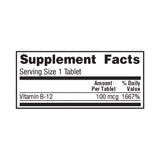 Vitamin Supplement HEALTH STAR® Vitamin B12 100 mcg Strength Tablet 100 per Bottle - BeHope
