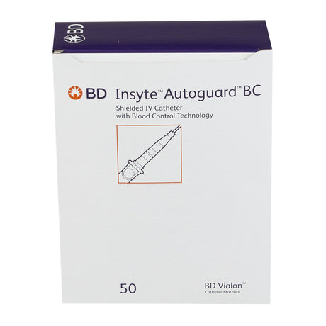 Peripheral IV Catheter Insyte™ Autoguard™ BC 20 Gauge 1.16 Inch BD Vialon Straight Hub Blood Control Push Button Safety - BeHope