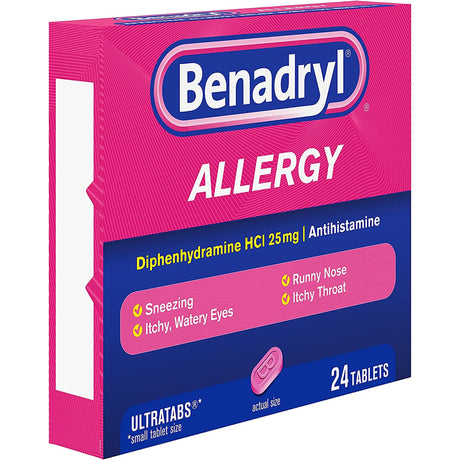 Allergy Relief Benadryl® 25 mg Strength Tablet 24 per Box - BeHope