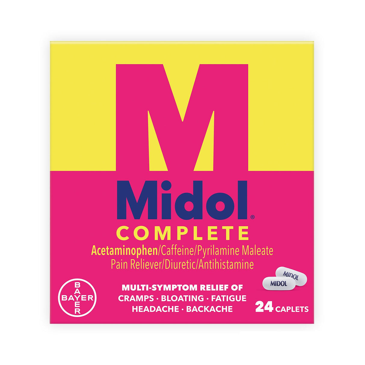Cramp Relief Midol® Complete 500 mg - 60 mg - 15 mg Strength Acetaminophen / Caffeine / Pyrilamine Maleate Caplet 24 per Box - BeHope