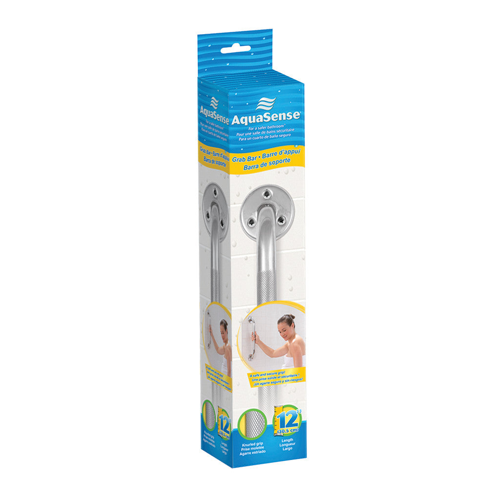 AquaSense Knurled Chrome Grab Bar -BeHope